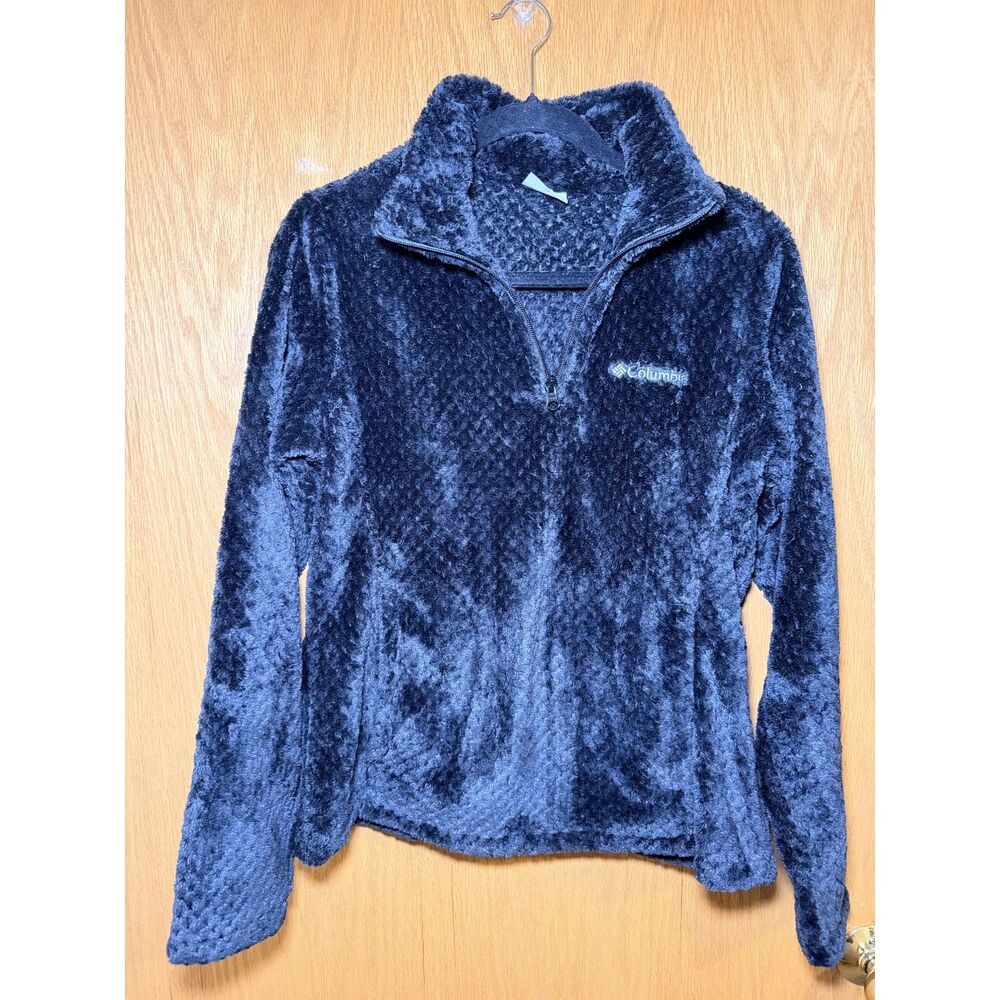 Columbia Women's Fuzzy Jacket/Sherpa Fleece 1/4 Zip Pullover Black Size M